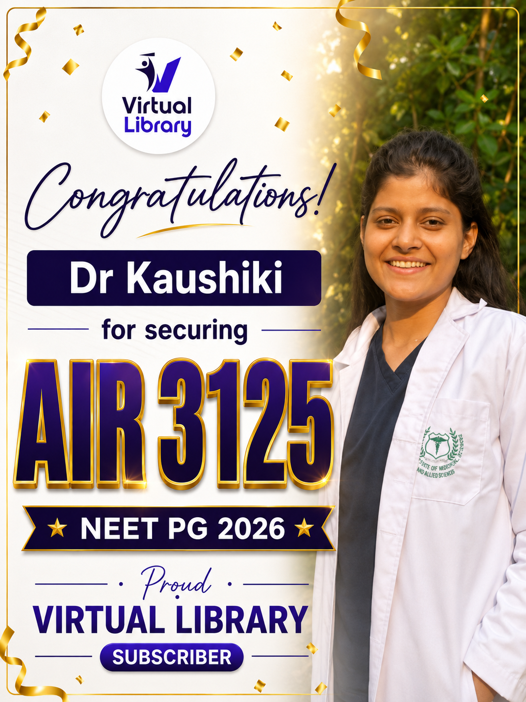 Dr. Kaushiki, AIR 3125 | NEET-PG 2026